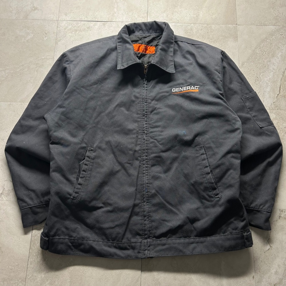 Red Kap Detroit Generac Work Jacket Black Mens Large L Quilted Lined Insulated